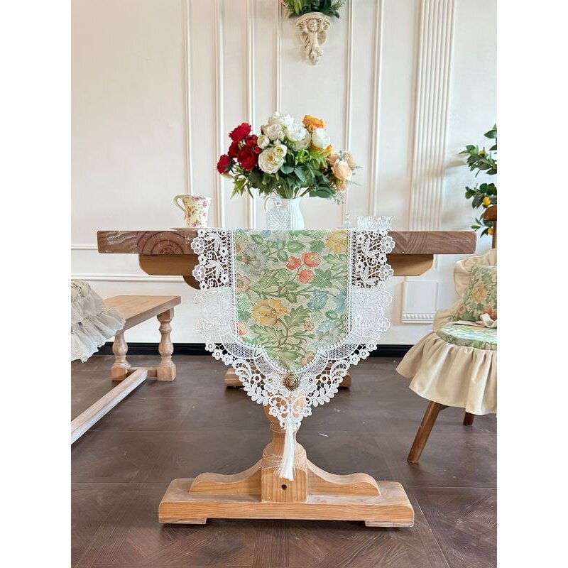 2025新田园风格桌旗桌布美国小花条织物电视柜套毛巾橱柜套布