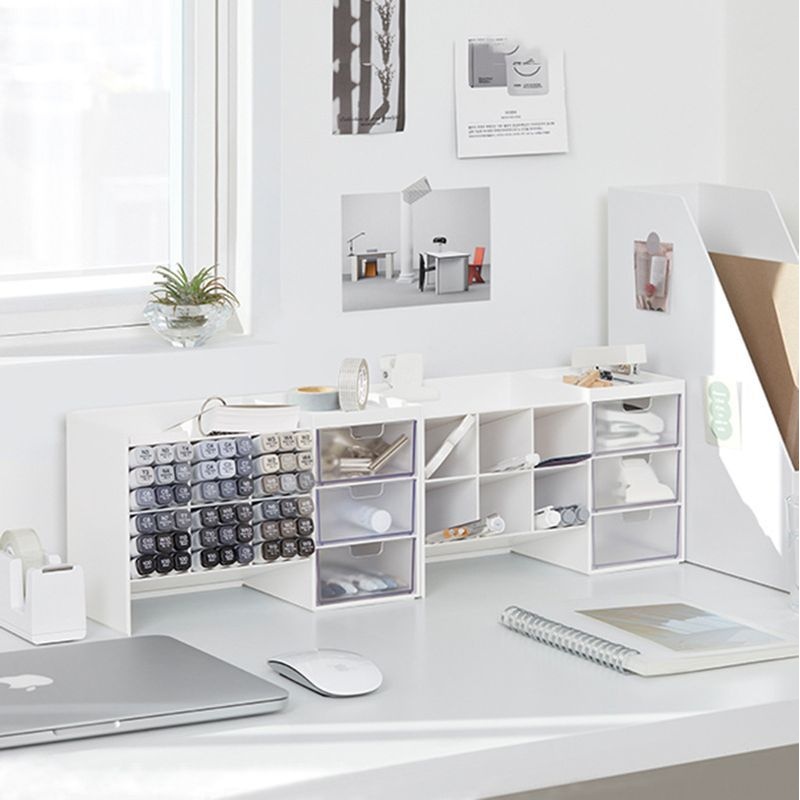 桌面文具收纳盒大容量抽屉式儿童整理书桌斜插笔筒学习笔架一体