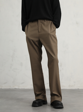 CAKUNTA 精纺微喇设计 裤脚开叉休闲西裤 clean fit风垂感西装裤