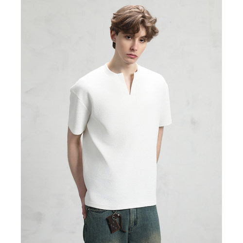 CAKUNTA轻奢老钱风v领短袖