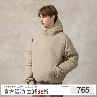 CAKUNTA 一体式连帽斜拉链套头羽绒服 paf风高蓬松度90白鸭绒卫衣