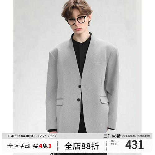 CAKUNTA无领垫肩休闲西服