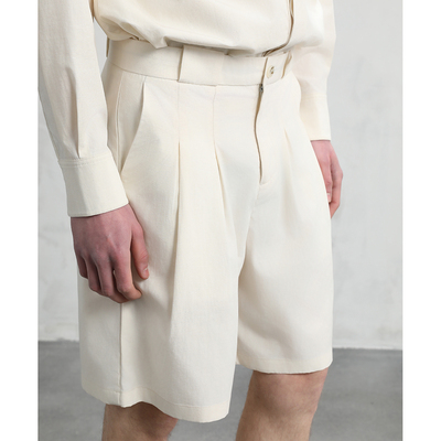 CAKUNTA老钱质感双褶皱休闲短裤