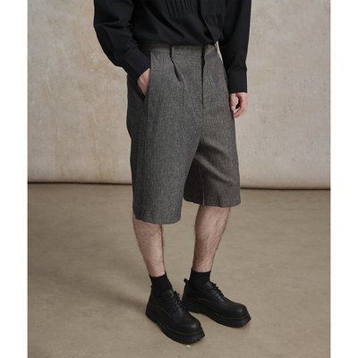 CAKUNTA静奢亚麻直筒五分裤