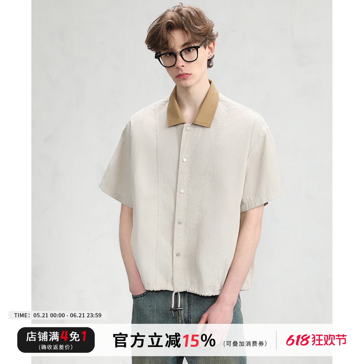 CAKUNTA复古工装高密度短袖衬衫