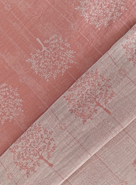 E粉底大树提花纱布头1*2.5米无荧光BT