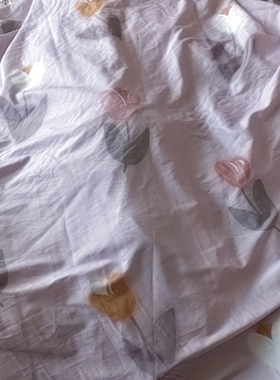 19号紫色大花磨毛纯棉布料8*2.5