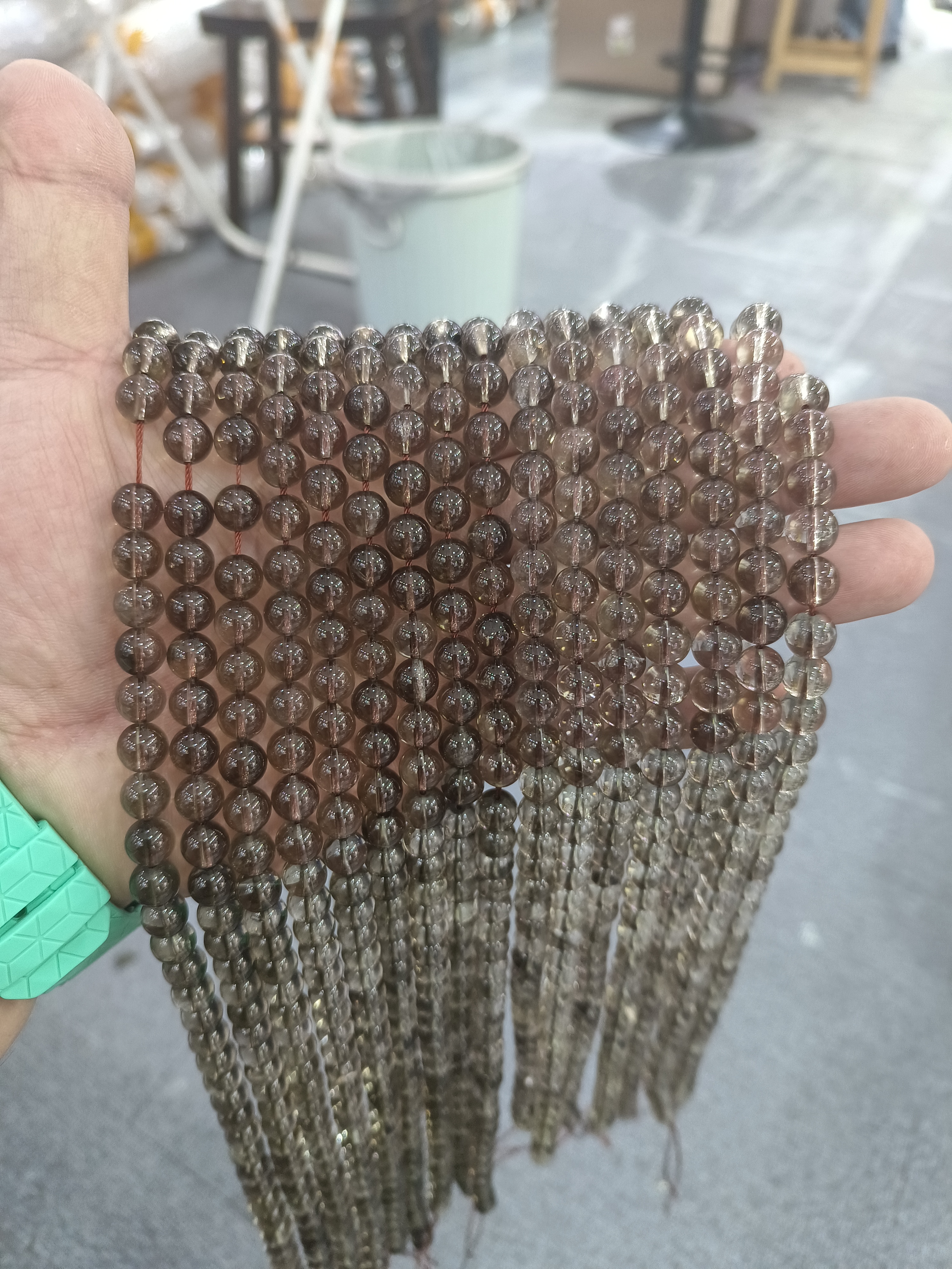 批发天然茶水晶圆珠散珠子diy手工编织手链项链耳环配饰配件