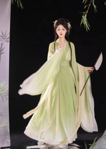 原创汉服女【知春】魏晋风广袖南北朝大袖襦一片式齐腰八破裙夏款