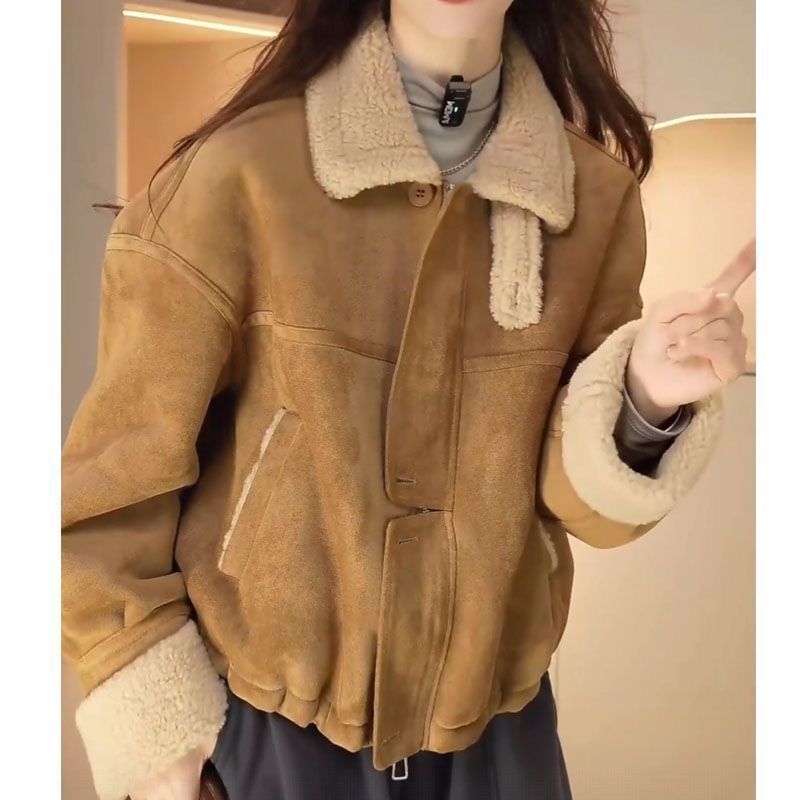 加厚外套女仿皮毛一体2025冬季新款高级感时尚保暖休闲百搭上衣