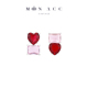 红色爱心方钻锆石不对称耳钉 MOON ACC 小众设计感无耳洞耳夹耳饰