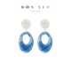 原创蓝白撞色晕染椭圆耳环 MOON ACC 小众设计感简约大气港风耳饰