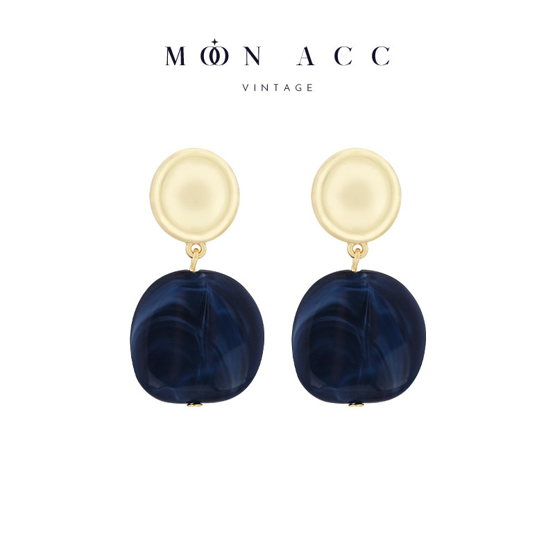 MOON ACC/宝蓝色晕染不规则圆形耳环超显白气质简约百搭耳饰耳夹,饰品/流行首饰/时尚饰品新,耳环,淘宝优惠券,粉丝福利购,淘宝优惠卷