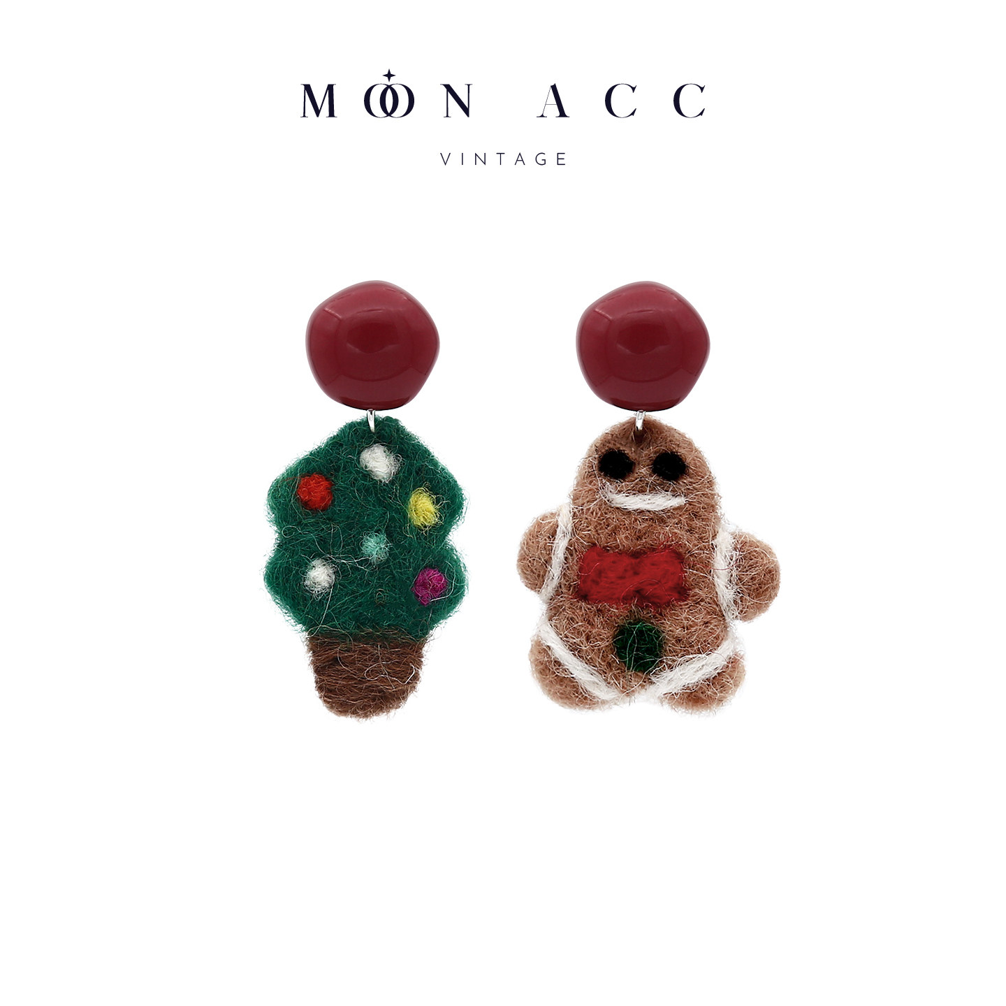 毛毡圣诞树卡通氛围感耳环耳夹