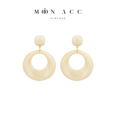 奶白色复古港风大圆环吊坠耳环摩登法式 MOON ACC 夸张耳饰耳夹女