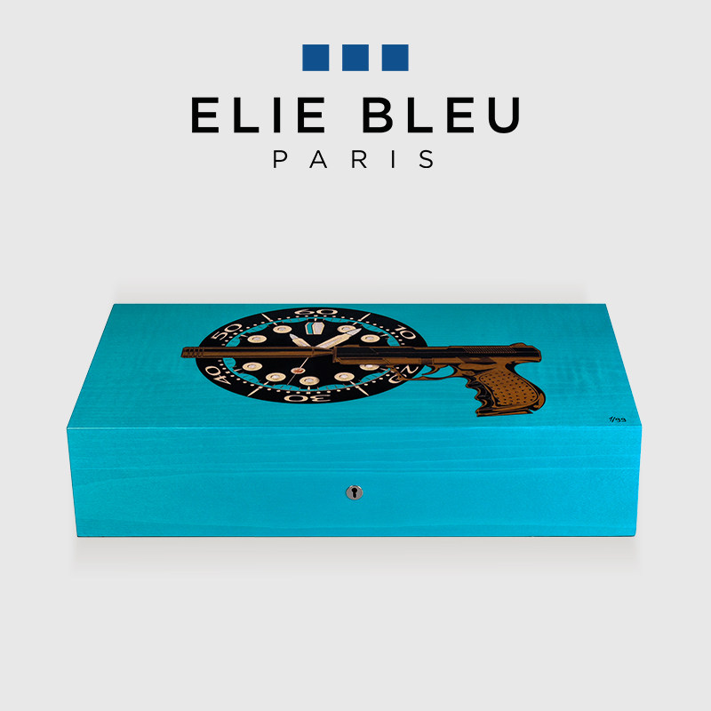 ELIE BLEU枪支系列绿松石色110支装雪松木雪茄保湿盒限量99个