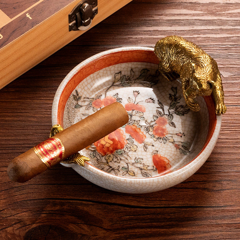 茄龙雪茄烟灰缸欧式复古陶瓷装饰奢华摆件家用烟灰缸CG-24AX1