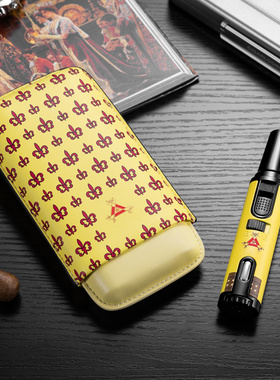 茄龙烟具套装两件套三支装雪茄套防风打火机便携旅行礼盒CT-24IP