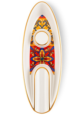 茄龙雪茄烟灰缸专用大口径烟槽单人便携创意陶瓷烟灰缸CG-25LV3