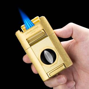 茄龙台式雪茄打火机V剪平切通针烟托7合一多功能打火机CB-25DX3