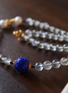 6A猫眼南红青金复古国风毛衣链