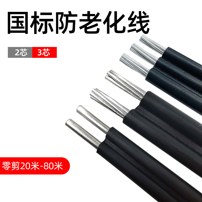 国标铝芯电线2芯3芯4/6/10/16/25平方户外防老化线可架空防晒防冻