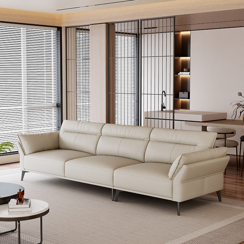 晚安家居真皮沙发羽绒填充