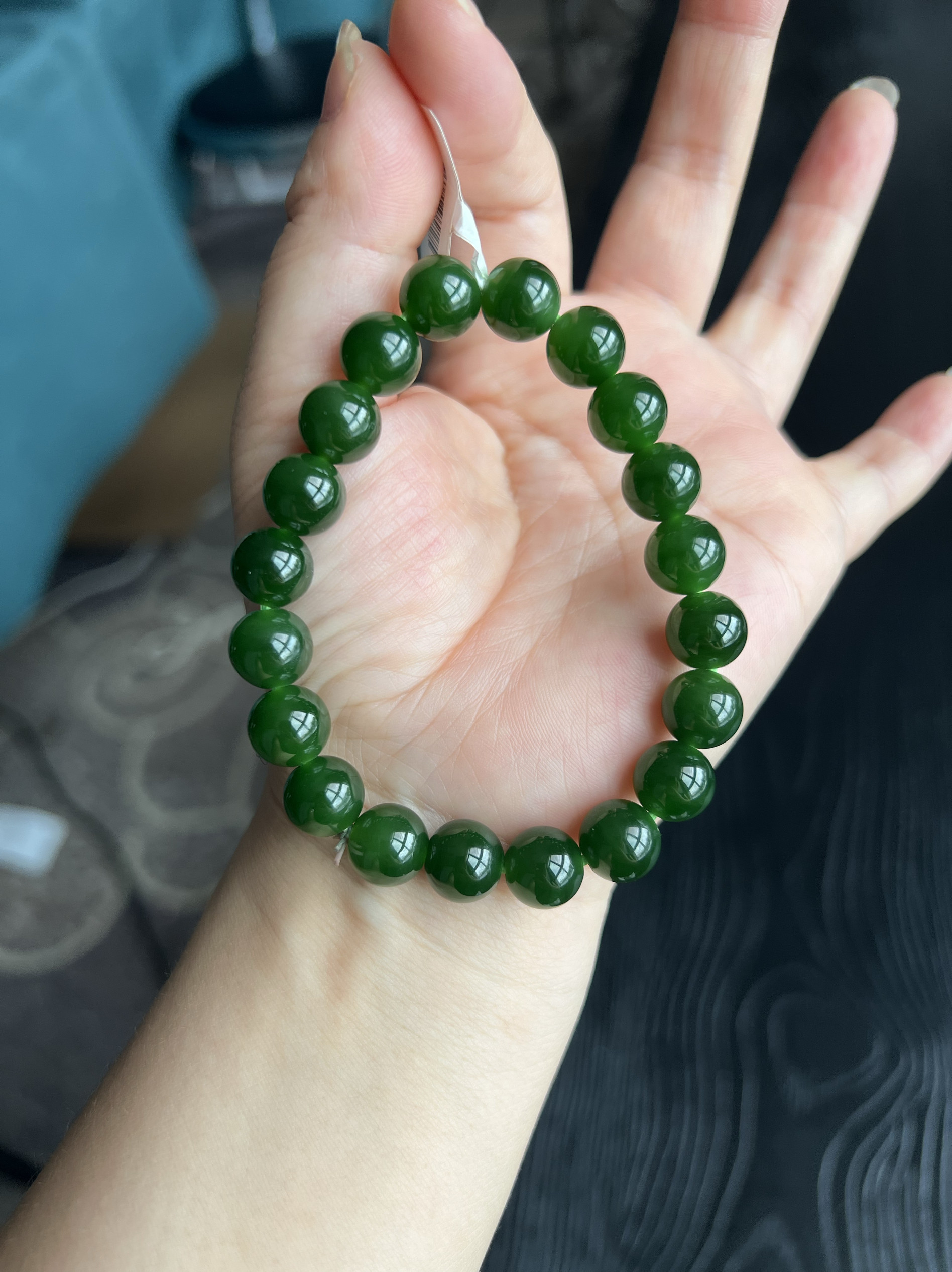 俄碧菠菜绿手串10mm