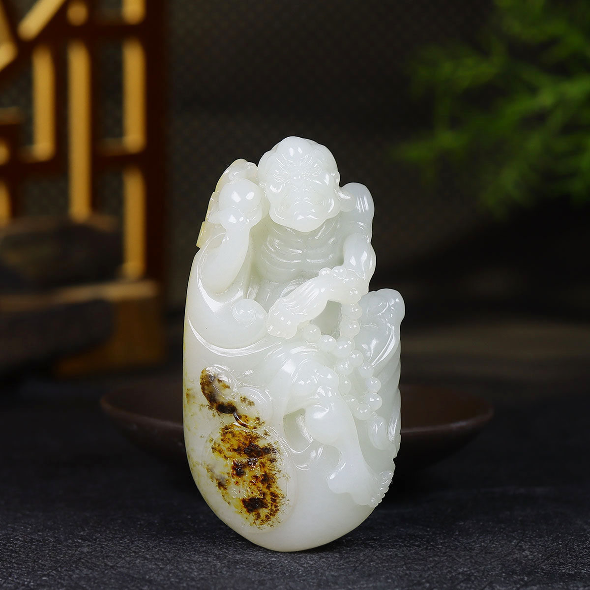 (古晨珠宝)新疆和田玉白玉籽料罗汉手把件手玩 160g