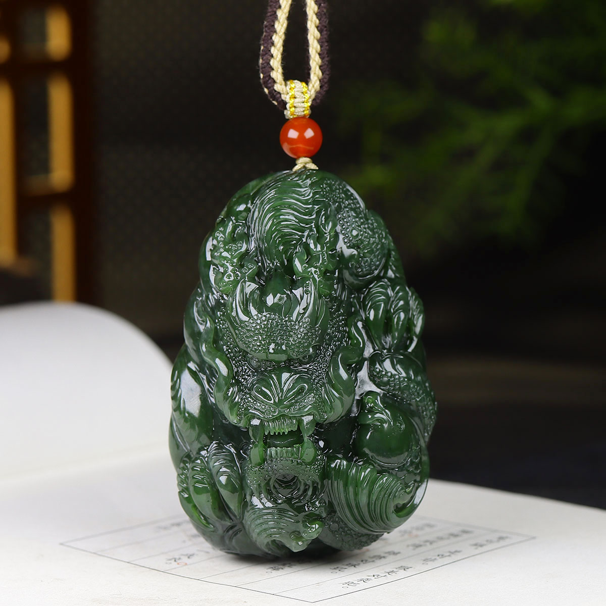 (古晨珠宝)俄罗斯和田玉碧玉龙把件手玩摆件祥龙护主164g