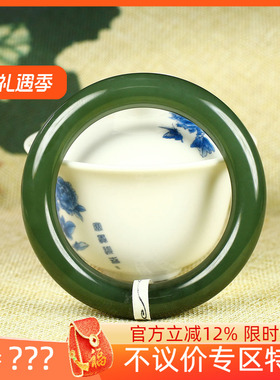(不议价)润玉缘和田玉湖水绿手镯女款圆条玉镯腕间美玉悬68g57mm