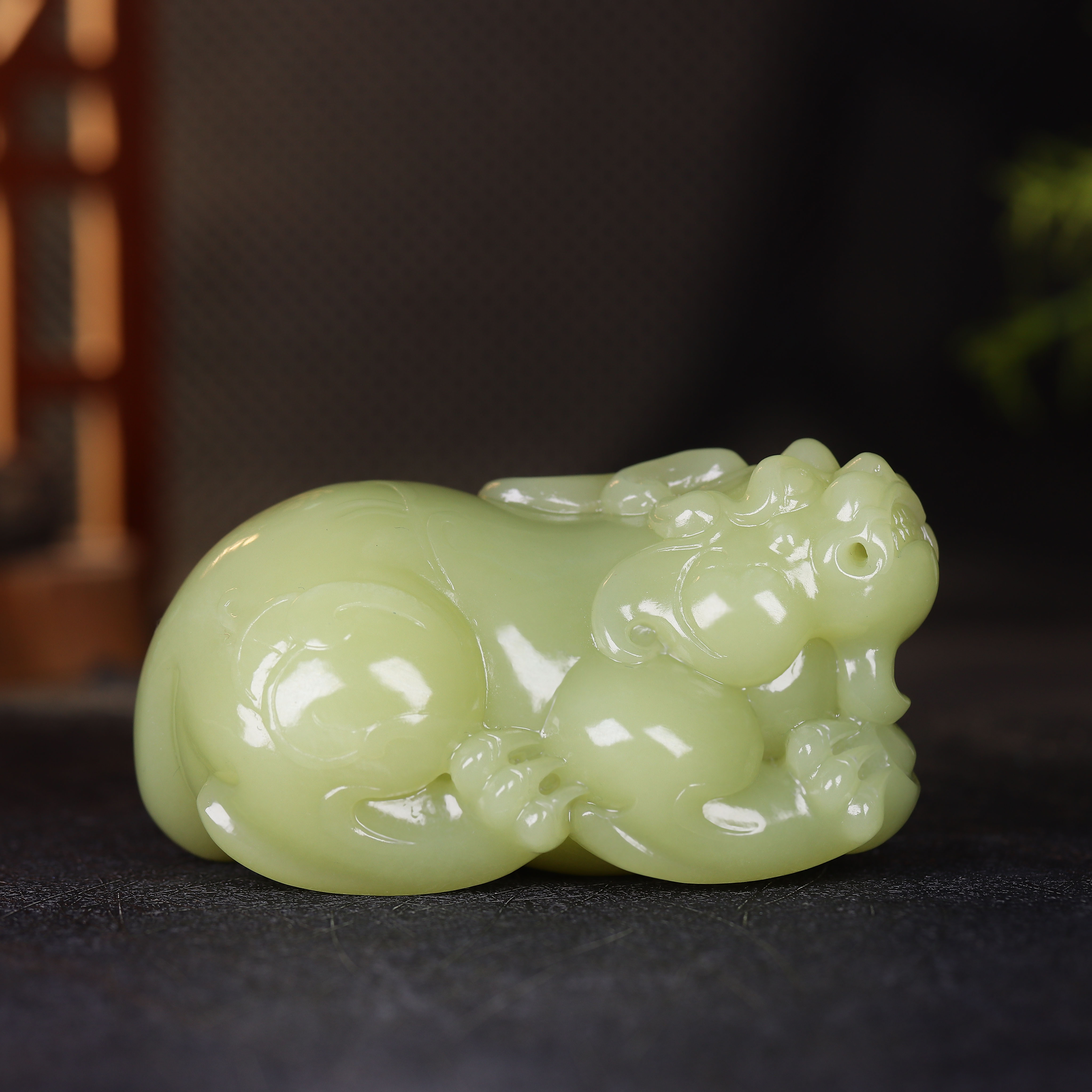 (古晨珠宝)新疆和田玉若羌黄玉貔貅摆件把件手玩招财进宝185g
