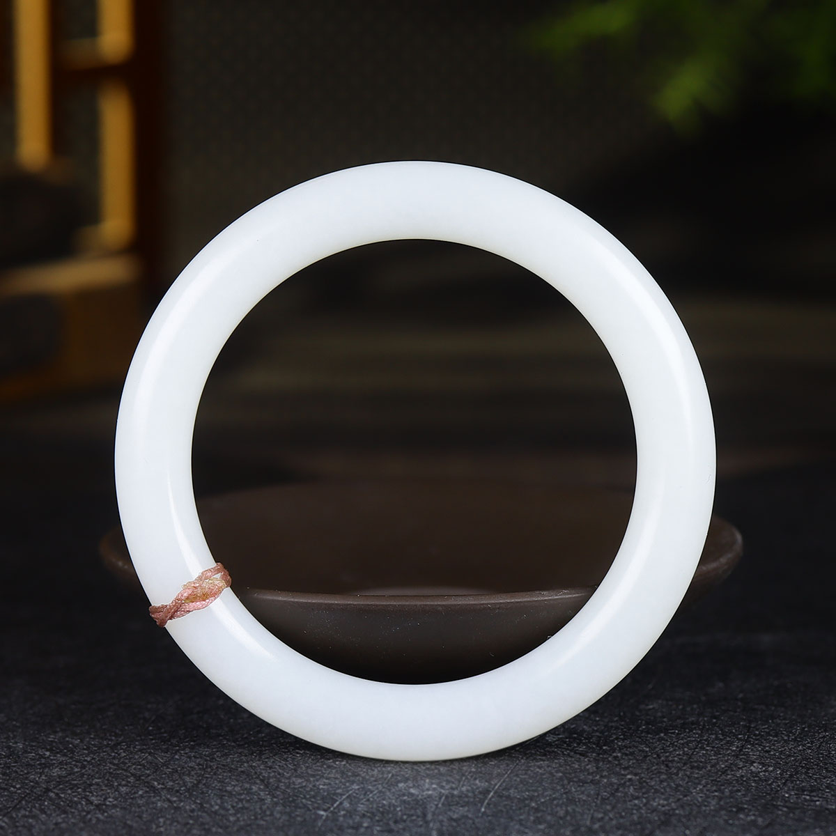 （古晨珠宝）新疆和田玉白玉手镯玉镯子女镯腕间优雅 46g57mm