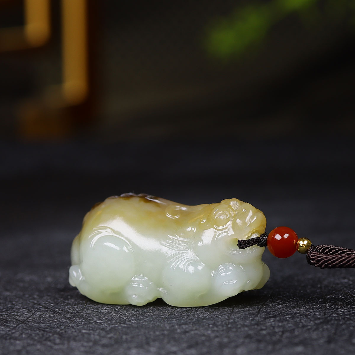 （古晨珠宝）新疆和田玉糖白玉貔貅挂件吊坠玉坠财源滚滚38g