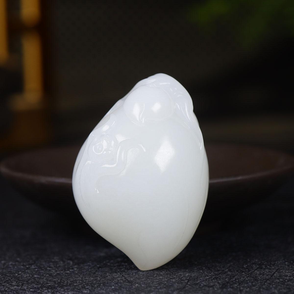(古晨珠宝) 新疆和田玉白玉生肖猴挂件吊坠玉坠灵猴献寿61g