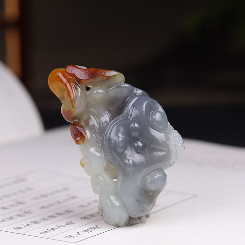 （古晨珠宝）新疆和田玉青花籽料如意挂件玉坠吊坠万事如意24g