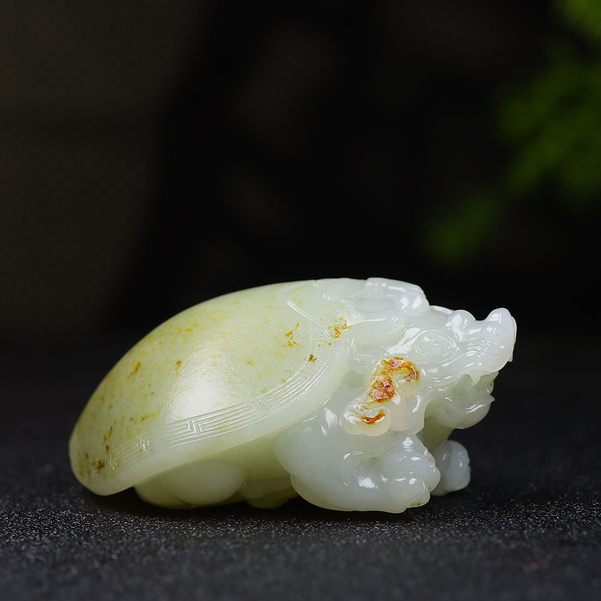 (古晨珠宝)新疆和田玉白玉籽料龙龟把件手玩瑞兽赐福142g