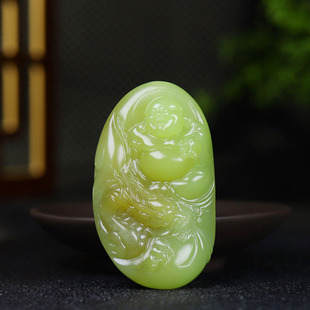 新疆和田玉黄玉弥勒佛挂件吊坠玉坠有福相伴63g 古晨珠宝