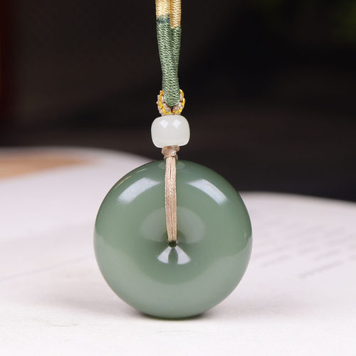（古晨珠宝）俄罗斯和田玉粉青碧玉平安扣挂件吊坠平平安安22g