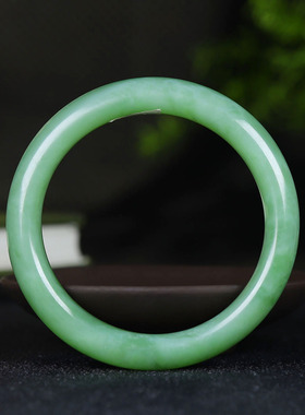 （古晨珠宝）俄罗斯和田玉粉青碧玉手镯女款玉镯腕间优雅48g57mm