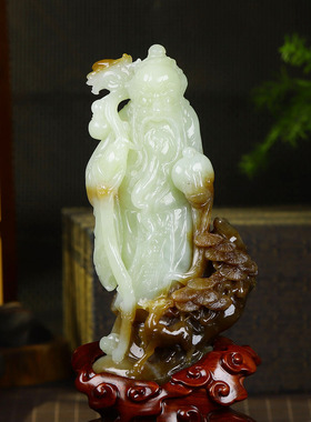 （古晨珠宝）新疆和田玉且末糖白玉南极仙翁手把件手玩摆件680g