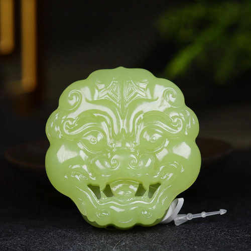 （古晨珠宝）新疆和田玉黄玉瑞兽皮带扣腰带扣瑞兽呈祥64g