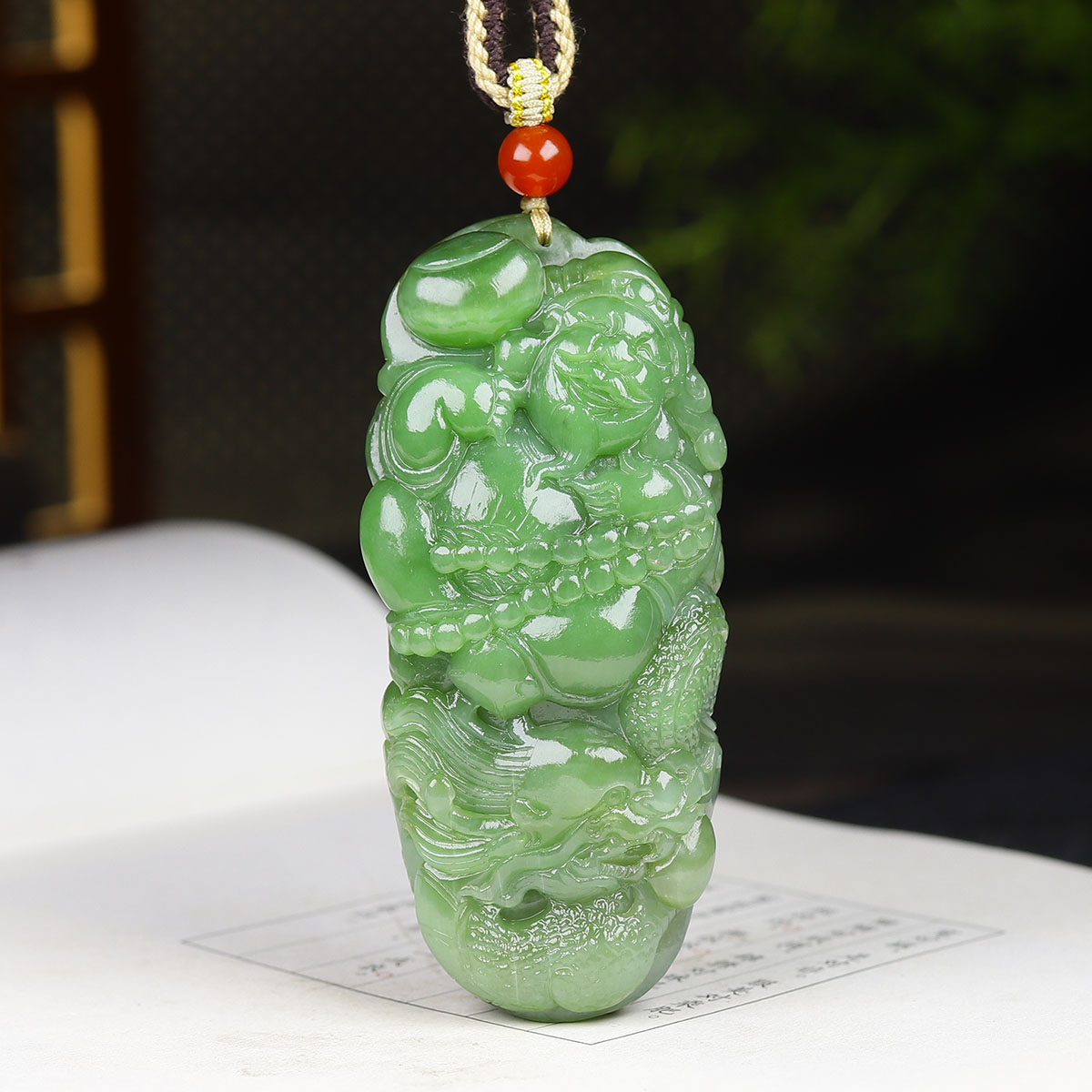 (古晨珠宝) 俄罗斯和田玉碧玉财神手把件手玩招财进宝141g