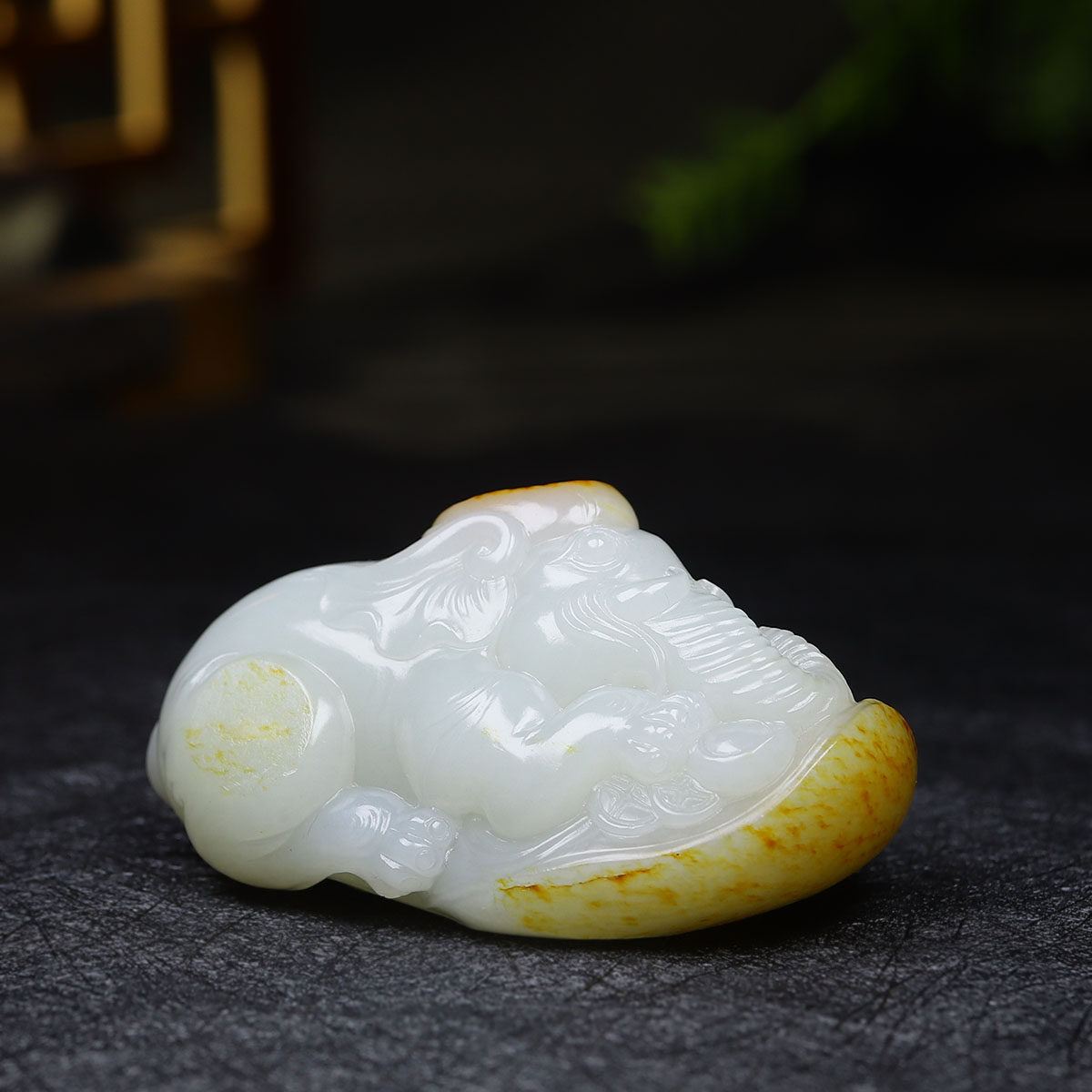 （古晨珠宝）新疆和田玉羊脂白玉籽料大象手把件手玩封侯拜相175g