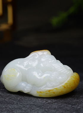 （古晨珠宝）新疆和田玉羊脂白玉籽料大象手把件手玩封侯拜相175g