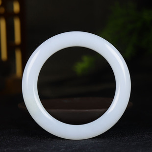 （古晨珠宝）新疆和田玉白玉手镯玉镯子腕间优雅61g