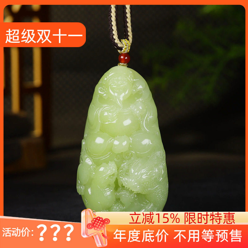 (古晨珠宝) 新疆和田玉若羌黄玉财神把件手玩招财进宝148g