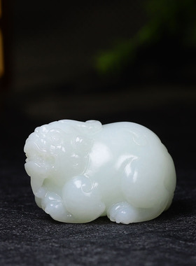 （古晨珠宝）新疆和田玉羊脂白玉貔貅把件手玩瑞兽赐福122g