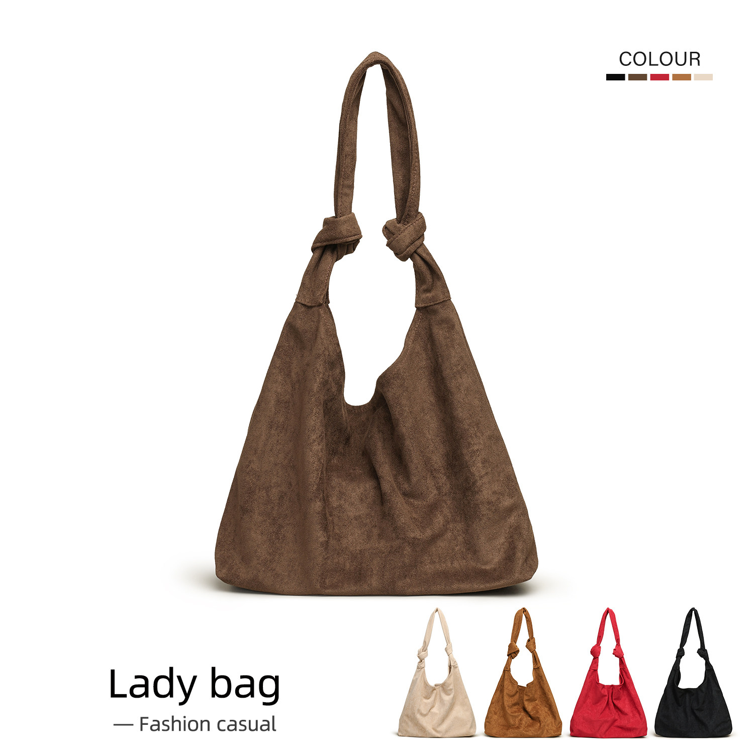 MISSX秋冬复古麂皮绒托特包女小众设计打结单肩包大容量休闲百搭,箱包皮具/热销女包/男包,单肩包,淘宝优惠券,粉丝福利购,淘宝优惠卷