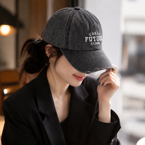 新款复古水洗棒球帽户外百搭帽女
